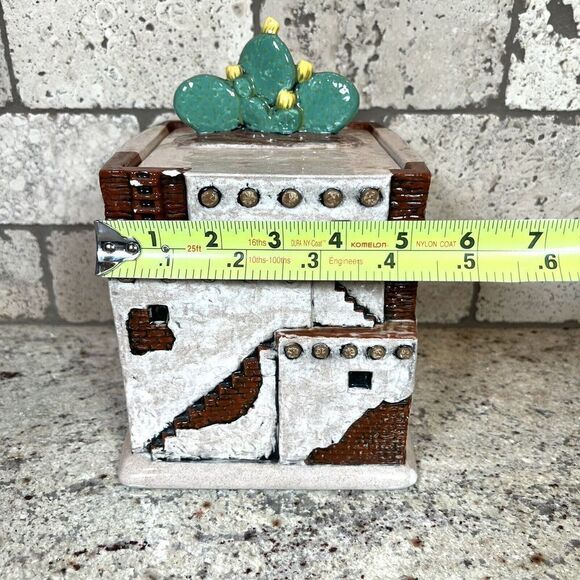 Cactus Adobe House Southwest Desert Cookie Jar Vintage 1990’s 8” X 5” READ - Picture 10 of 12